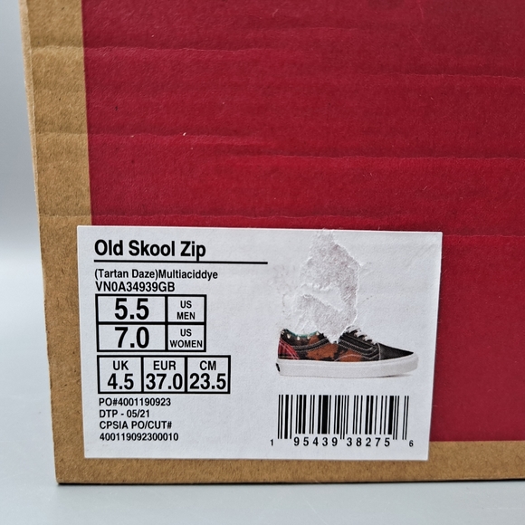 New Vans Old Skool Zip Tartan Daze Acid Dye Plaid Studs Spikes Punk Women's 7 - Picture 10 of 10